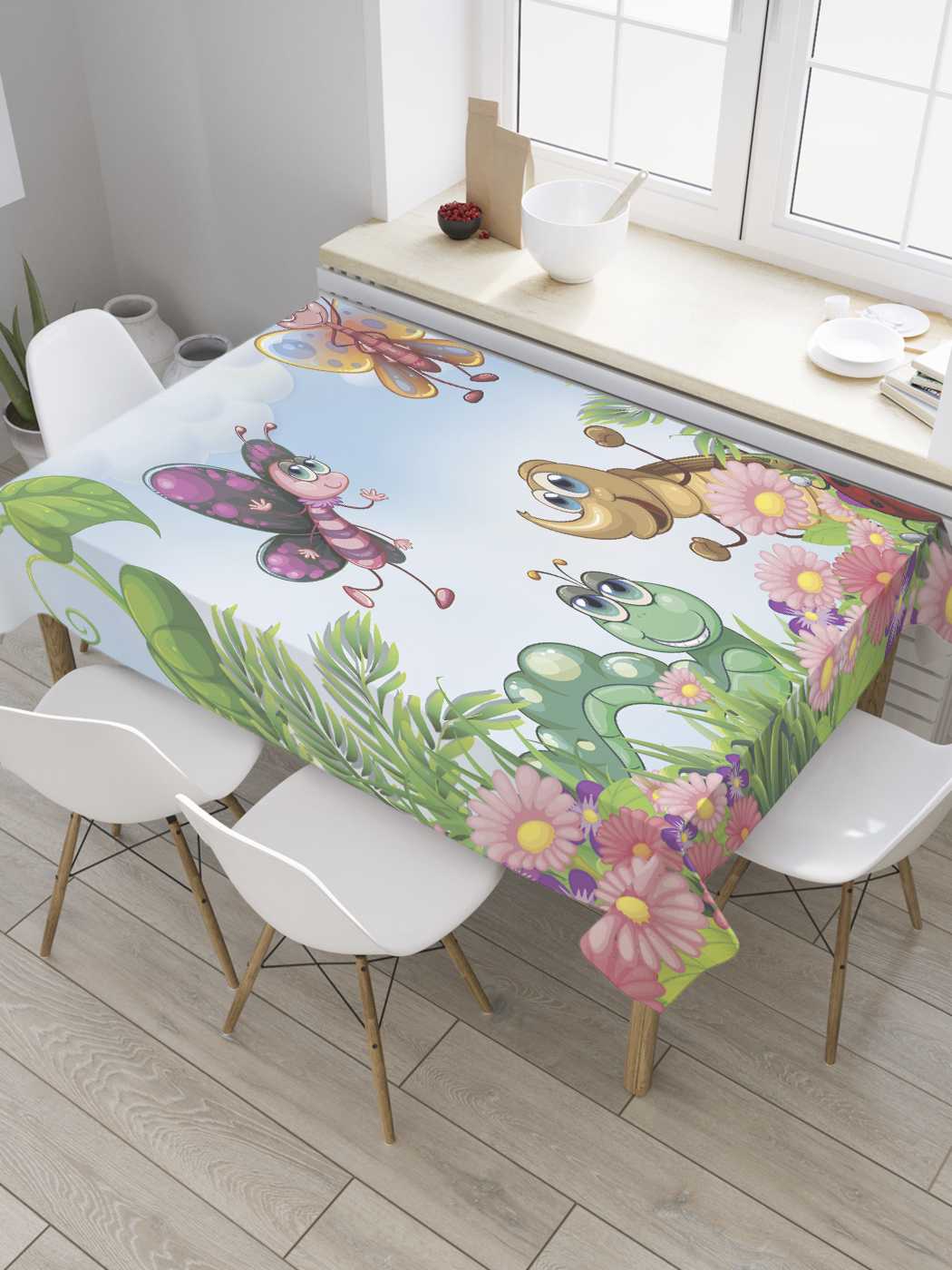 

Скатерть прямоугольная JoyArty "Мультяшные герои" из сатена, 180x145 см, Мультяшные герои