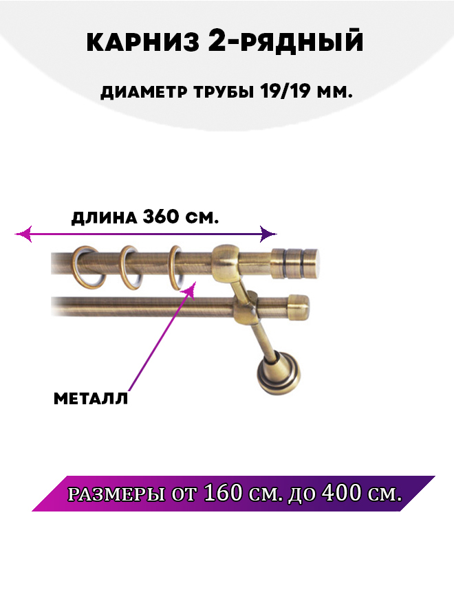 

Карниз металлический Lux Decor двухрядный Астория Антик 36 м, Серебристый, Астория