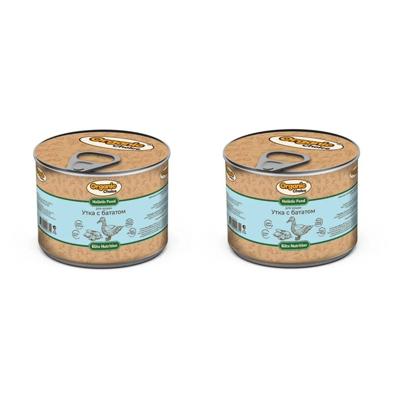 

Консервы для кошек Organic Сhoice утка с бататом 2 шт по 240 г