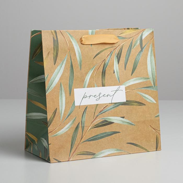 

Пакет крафтовый квадратный Present, 22x22x11 см