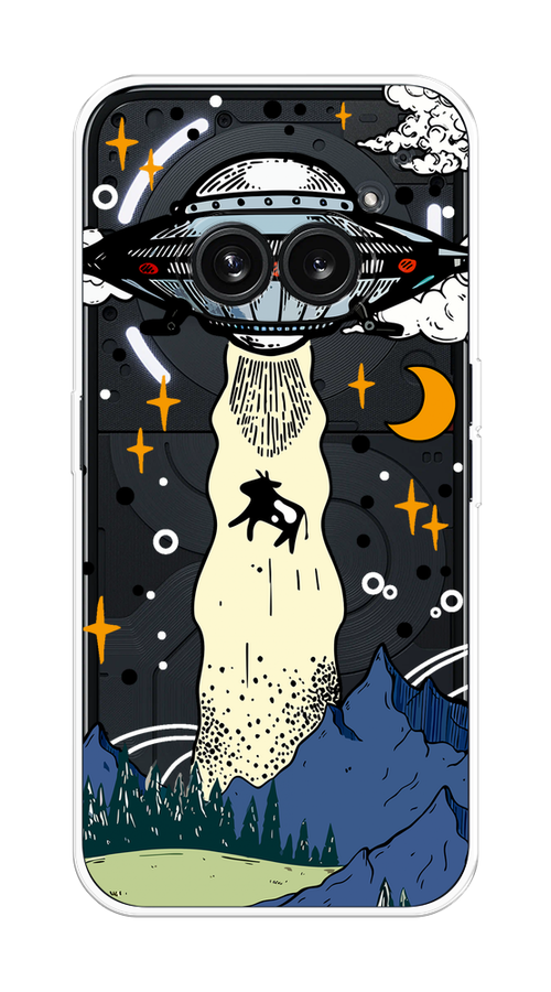 

Чехол на Nothing Phone 2a "НЛО забирает корову", Бежевый;синий;желтый, 3300350-1
