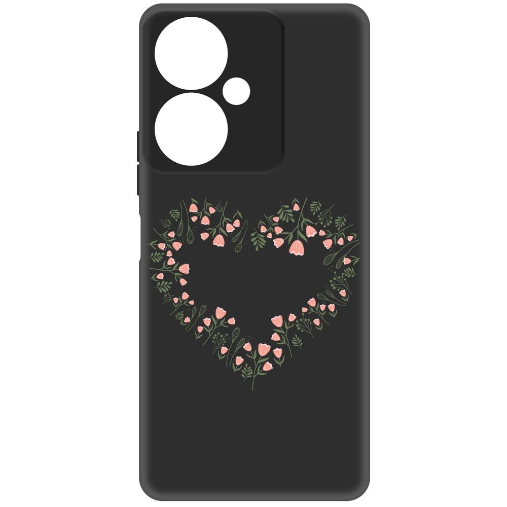 

Чехол-накладка Krutoff Soft Case Цветочное сердце для Vivo Y27 4G черный