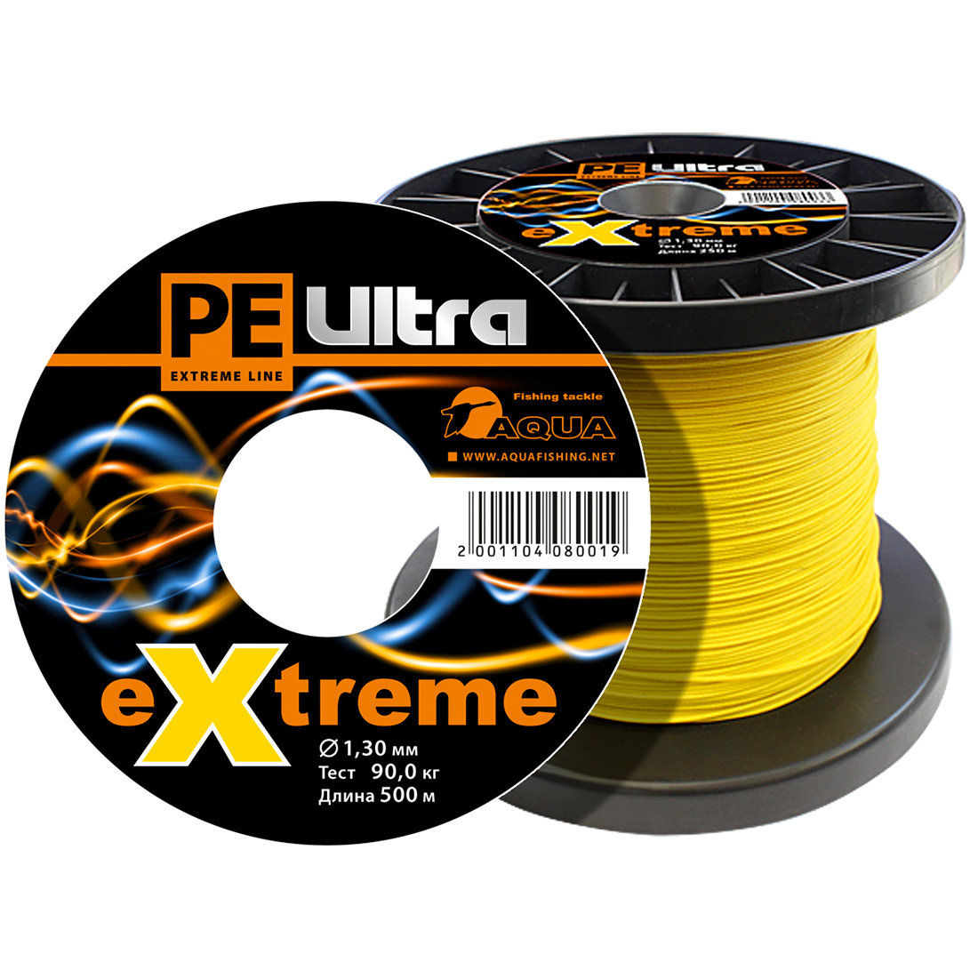 Плетеный Шнур Для Рыбалки Aqua Pe Ultra Extreme 1,30mm (Цвет Желтый) 500m