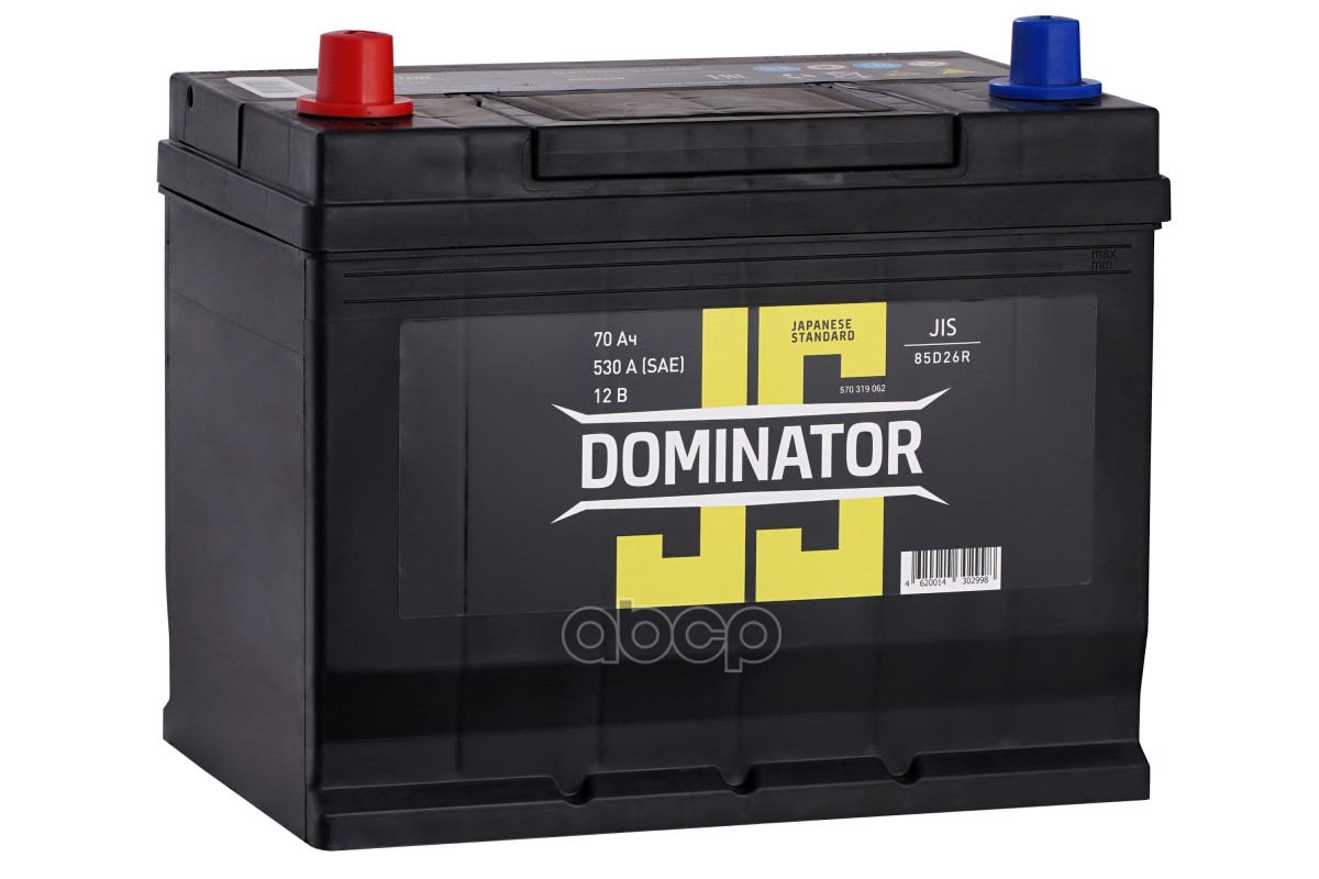 

DOMINATOR Аккумулятор JIS 6СТ-70VL (1) 70Ah 530A 258x175x220 полярность 1 клеммы A тип кр