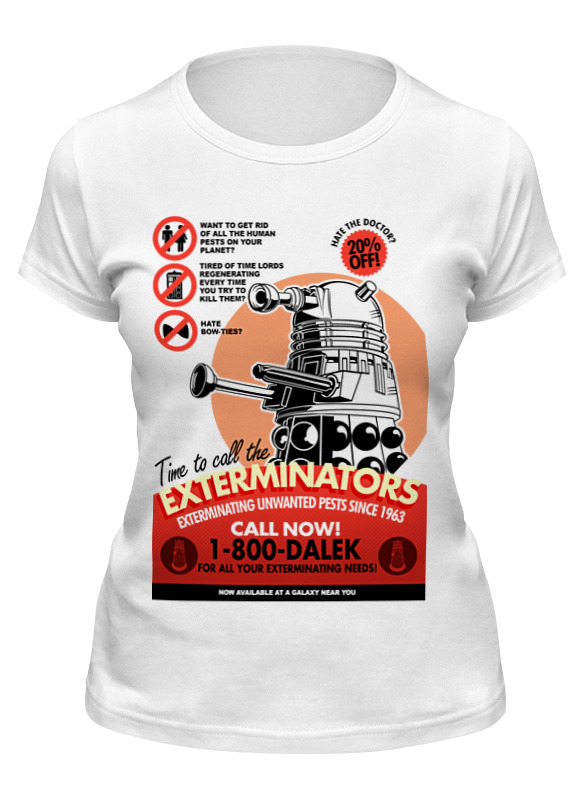 

Футболка женская Printio Далек белая L, Белый, Далек