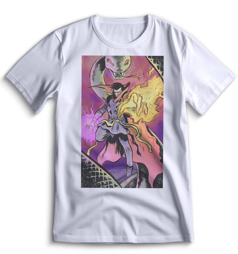 Белая футболка Top T-shirt с изображением Доктора Стрейнжа Dr. Strange 0092, размер L.