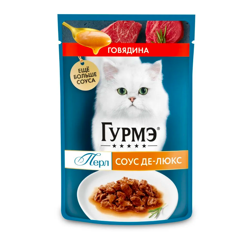 

Влажный корм для кошек Гурмэ Перл Соус Де-люкс с говядиной в роскошном соусе 9 шт по 75 г, Перл Соус Де-люкс