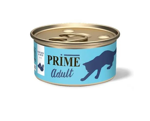 

Консервы для кошек Prime Adult паштет курица и говядина 3 шт по 75 г, правильный рацион