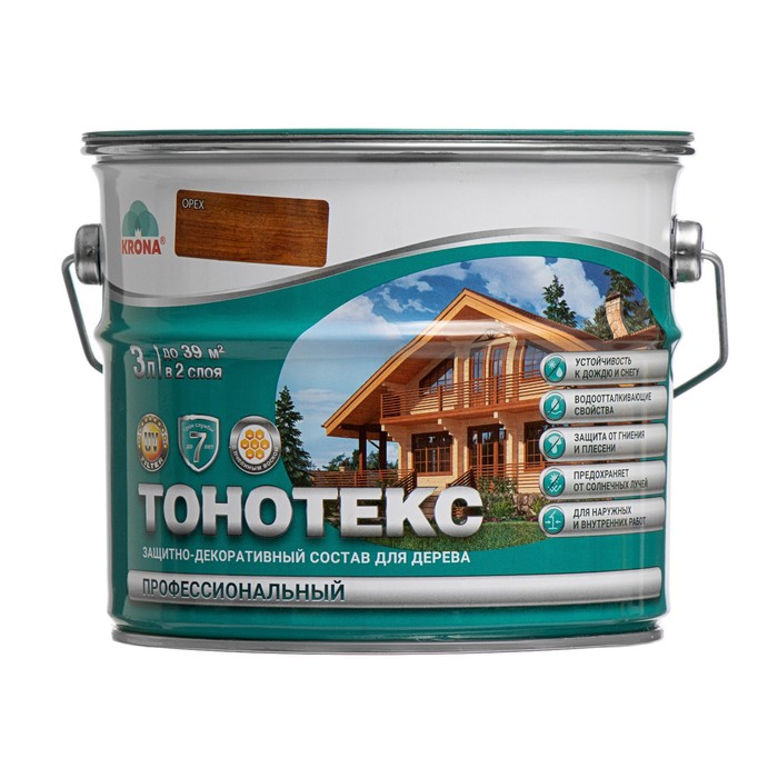 

Состав защитно-декоративный Тонотекс KRONA орех 3 л