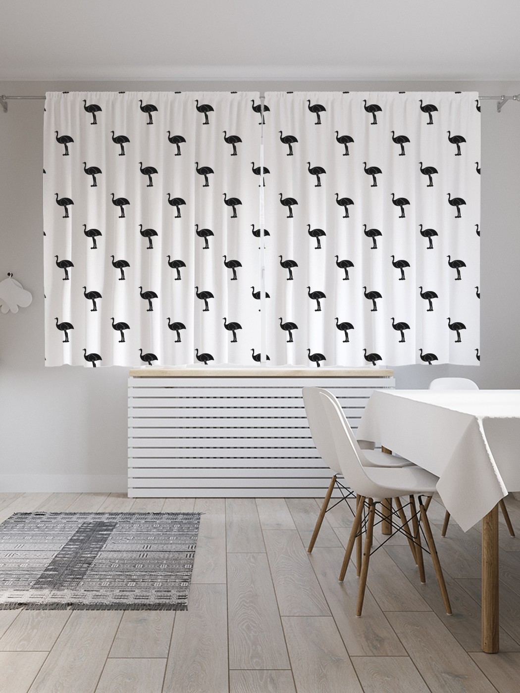 

Классические шторы JoyArty "Силуэты страусов", серия Oxford DeLux, 2 полотна 145x180 см, Силуэты страусов