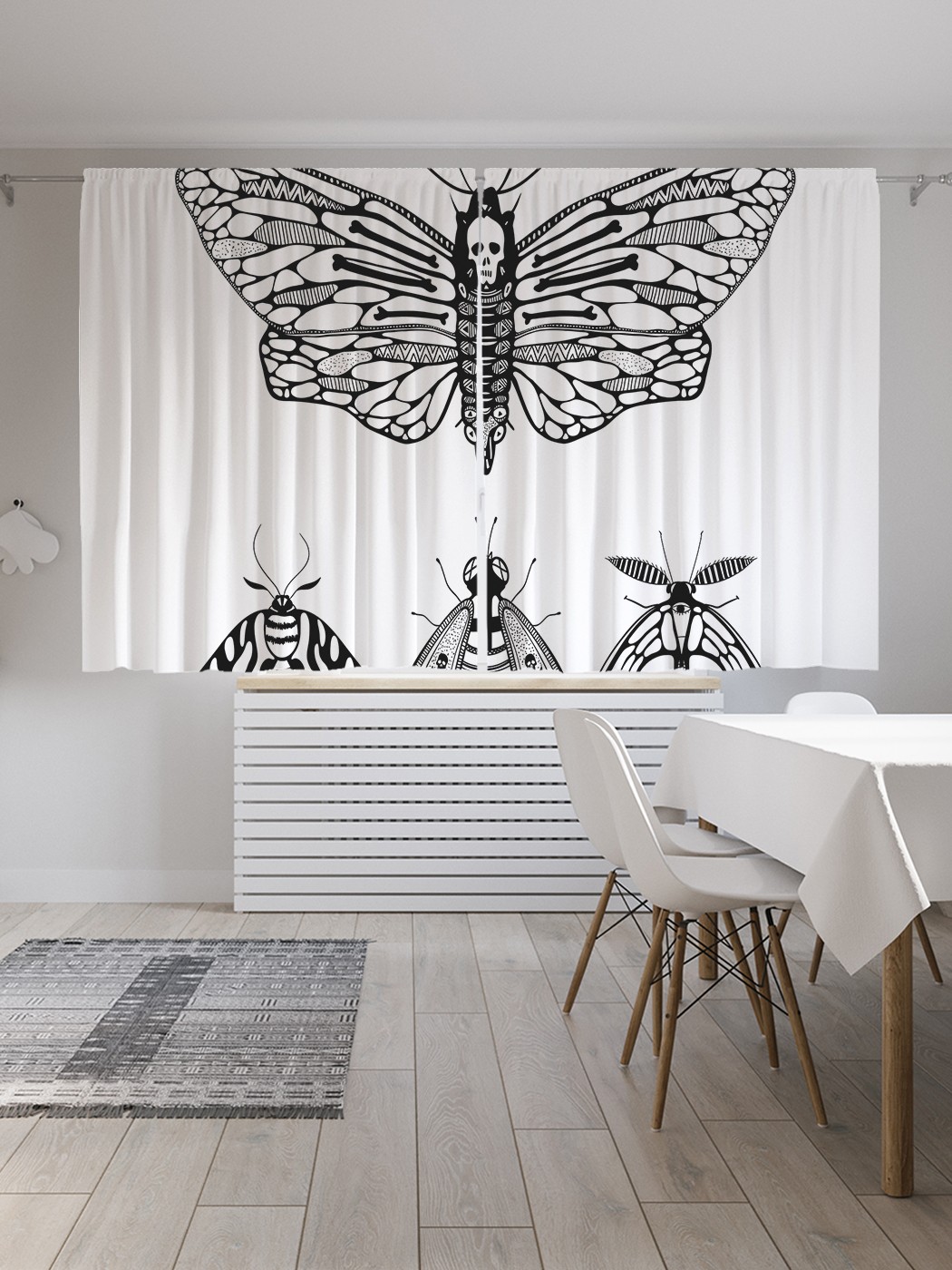 

Классические шторы JoyArty "Мотылек в графике", серия Oxford DeLux, 2 полотна 145x180 см, Мотылек в графике