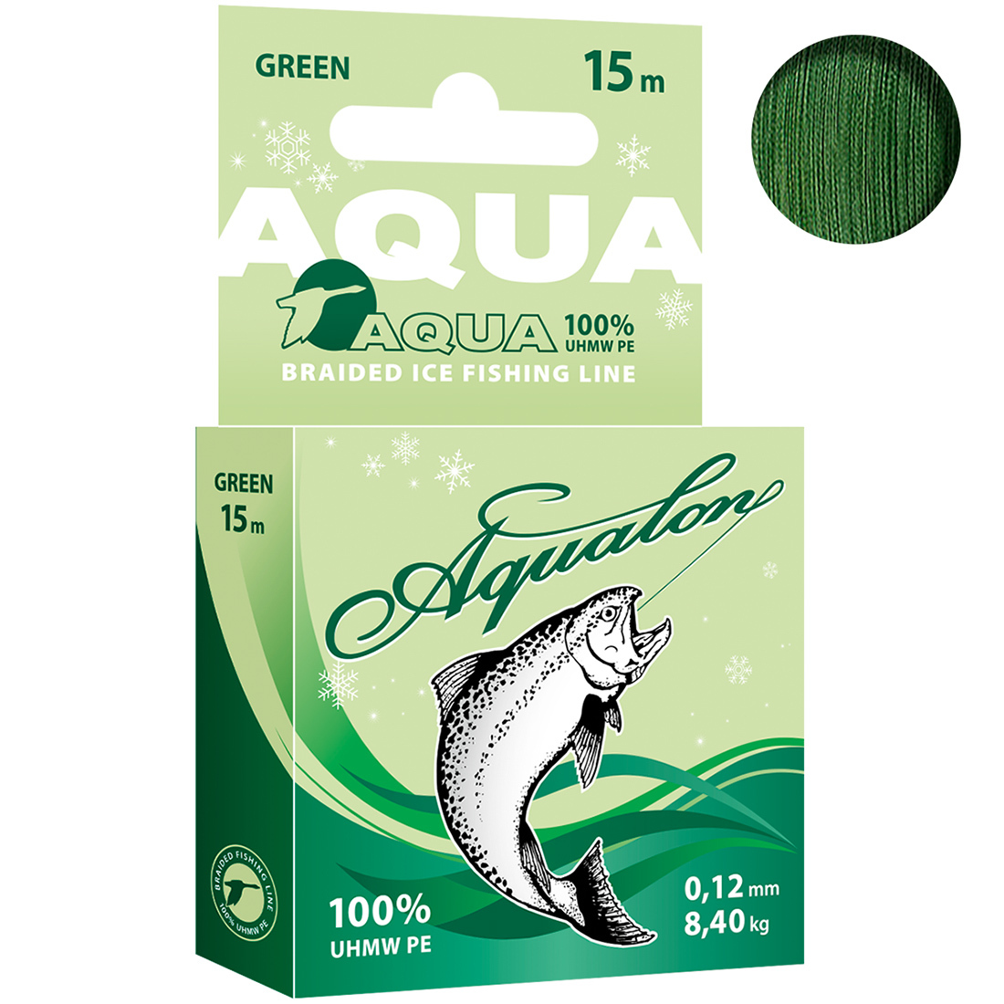 фото Плетеный шнур для рыбалки aqua aqualon dark-green зимний 0,12mm 15m