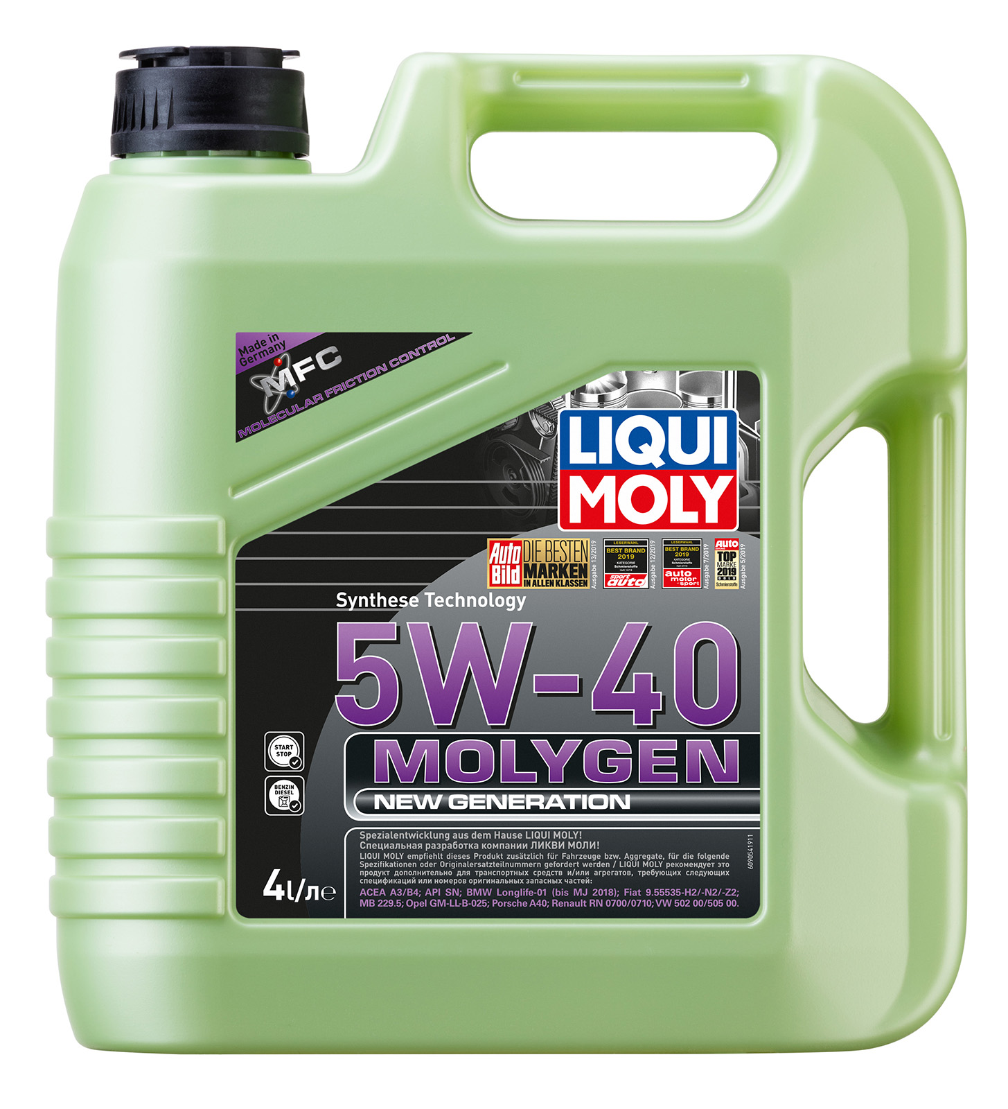 фото Моторное масло liqui moly molygen new generation hc 5w40 4 л