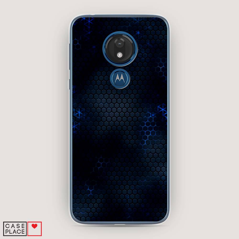 фото Силиконовый чехол "фон соты синие" на motorola moto g7 awog