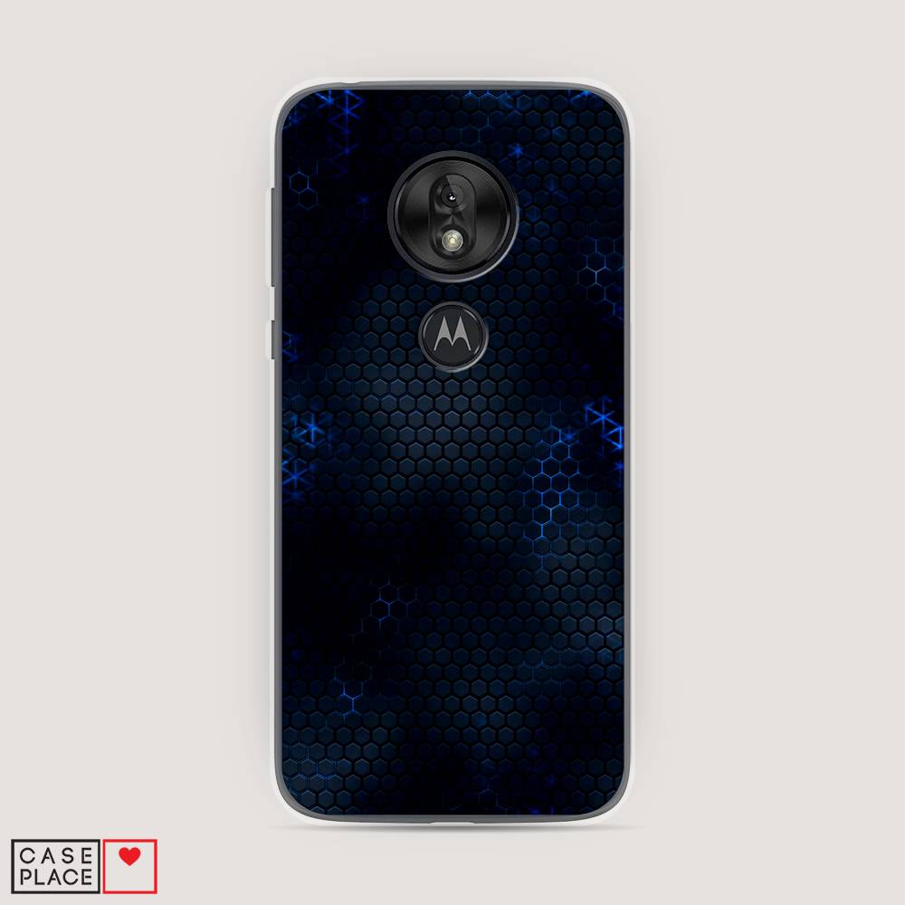 фото Силиконовый чехол "фон соты синие" на motorola moto g7 play awog