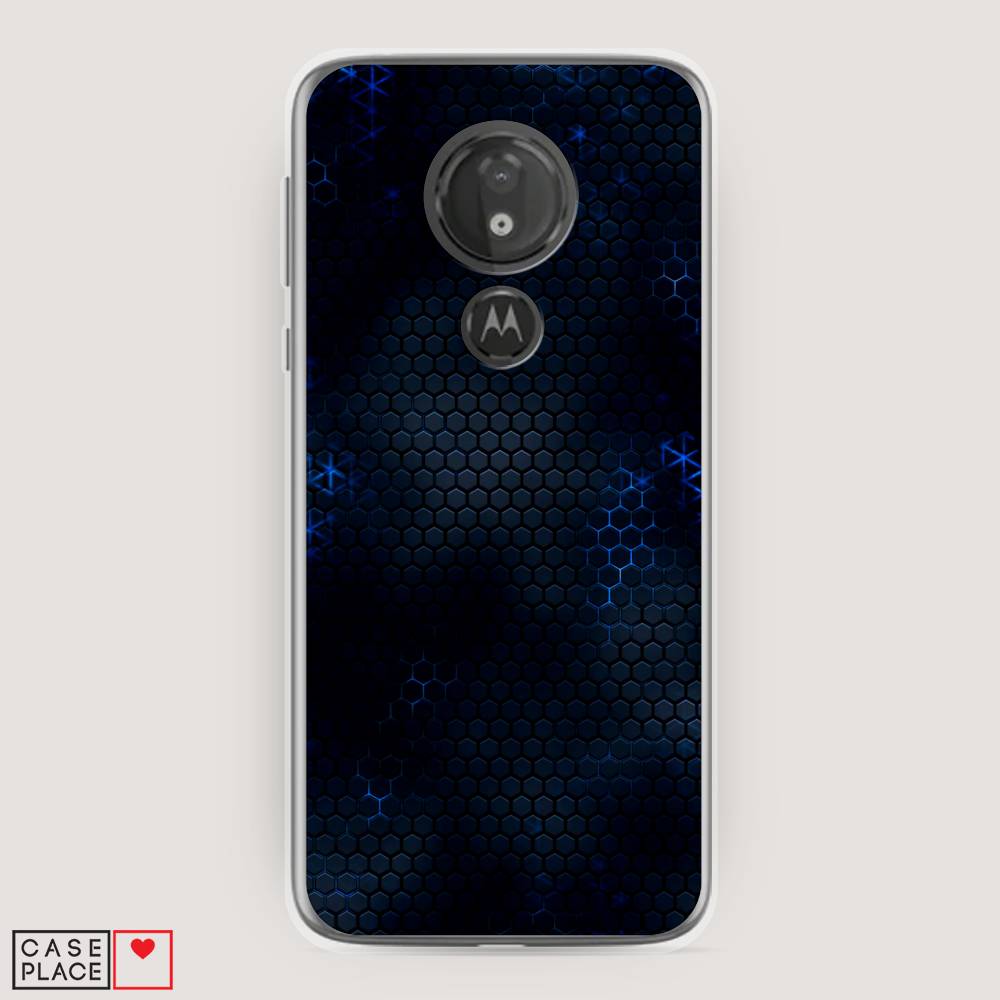 фото Силиконовый чехол "фон соты синие" на motorola moto g7 power awog