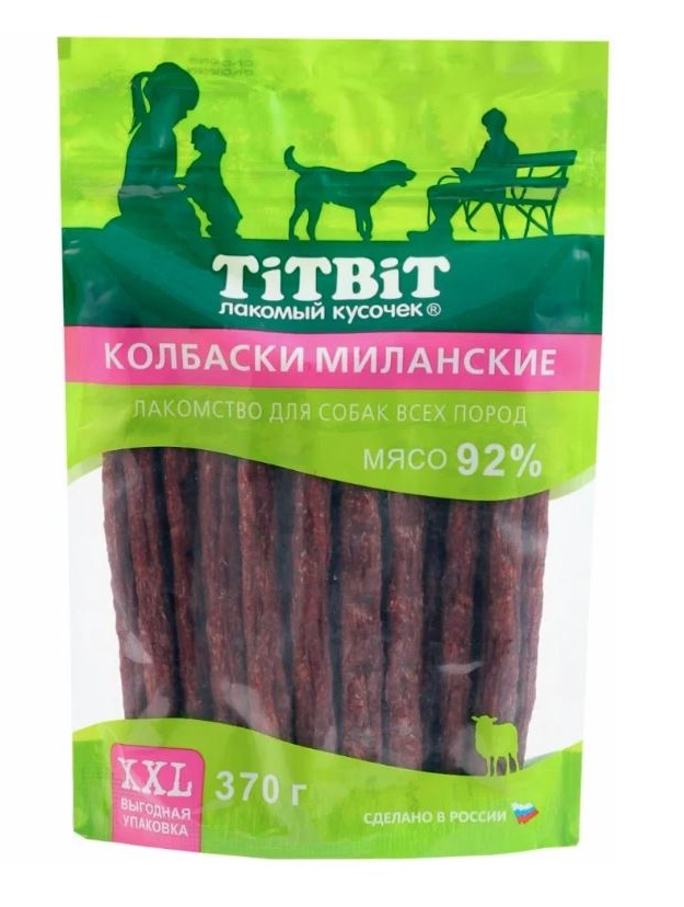 

Лакомство для собак Titbit Колбаски Миланские, 370 гр