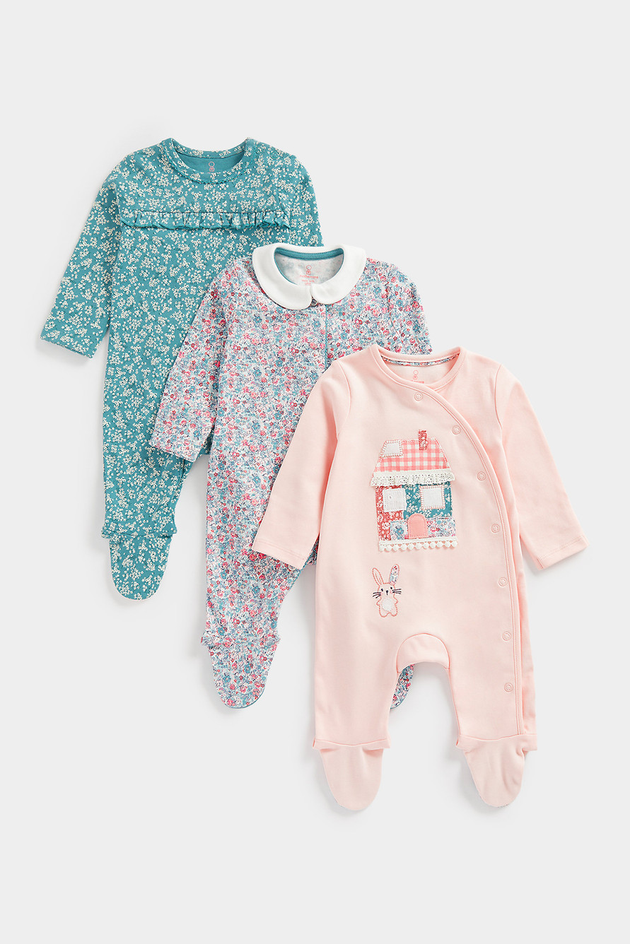 Комбинезон детский Mothercare MC-CB646, бирюзовый, розовый, 50, 3 шт