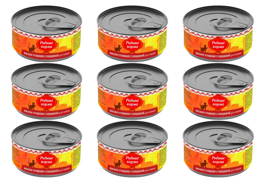 

Консервы для котят Родные корма Мясное угощение с говядиной 9 шт по 100 г, полезный рацион