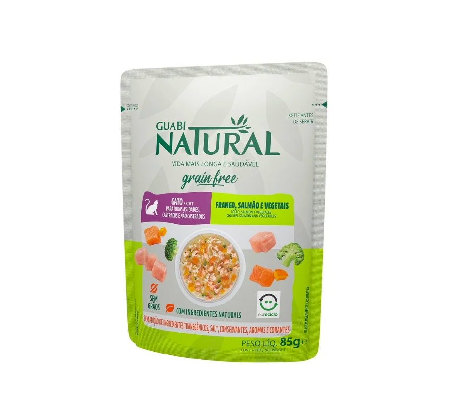 Влажный корм для кошек Guabi Natural Cat курица, лосось, злаки и овощи 2 шт по 85 г