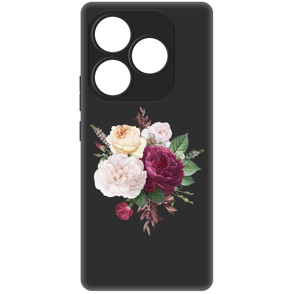 

Чехол-накладка Krutoff Soft Case Цветочная композиция для Itel S23+ черный