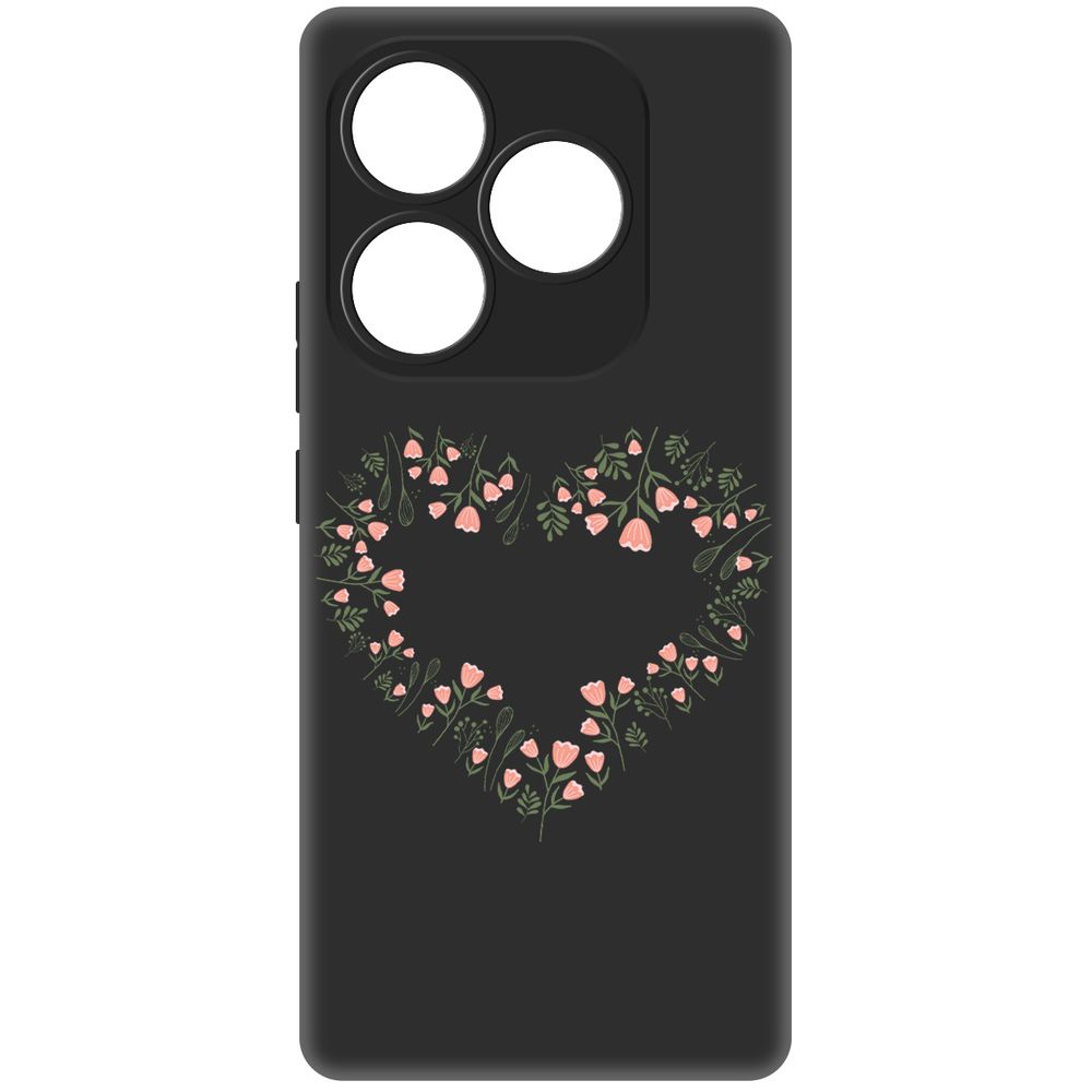 

Чехол-накладка Krutoff Soft Case Цветочное сердце для Itel S23+ черный