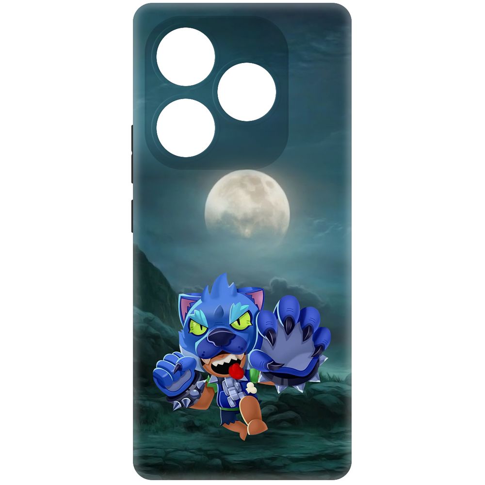 

Чехол-накладка Krutoff Soft Case Brawl Stars - Оборотень Леон для Itel S23+ черный