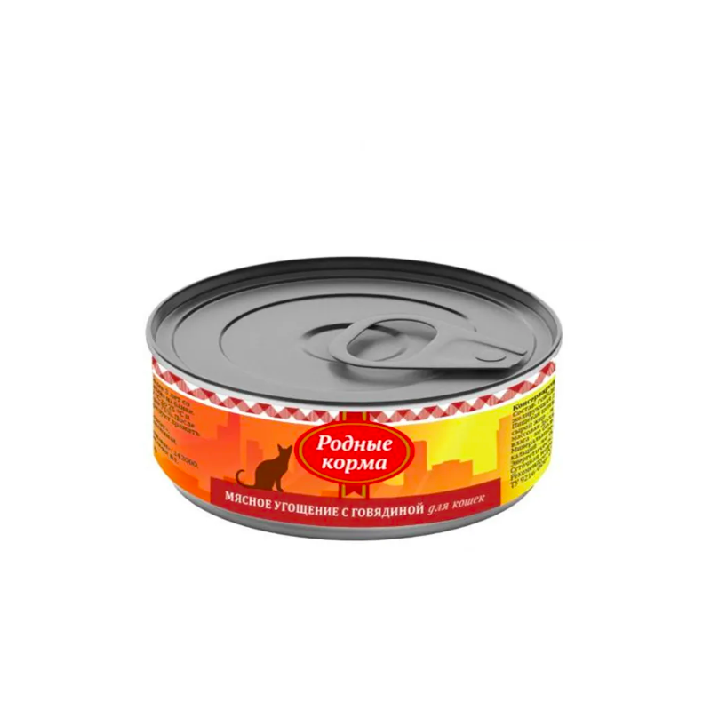 

Консервы для кошек Родные корма Мясное угощение с говядиной 6 шт по 100 г, Мясное угощение