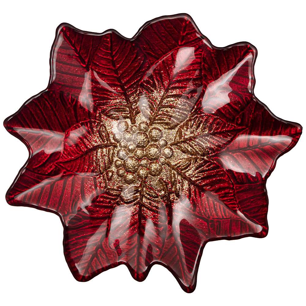 фото Блюдо poinsettia red gold 21 см без упаковки ksg-339-091 аксам