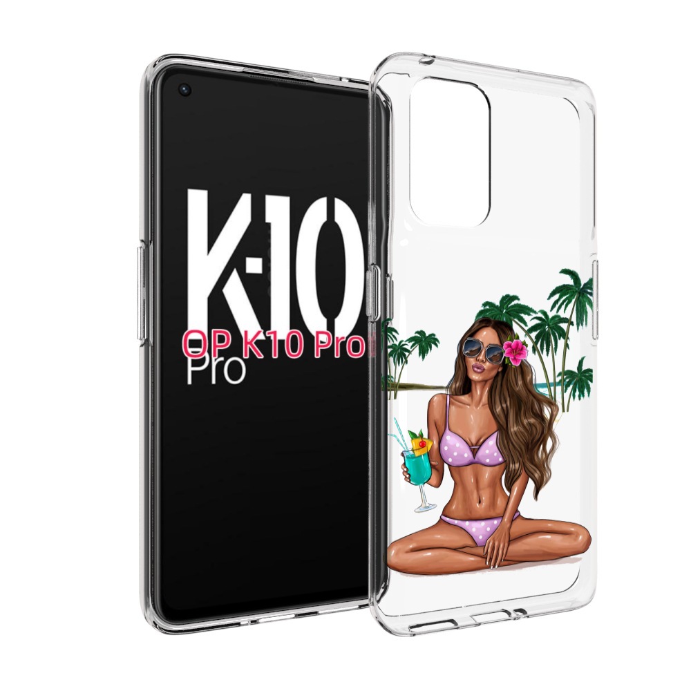 

Чехол MyPads Гавайская-девушка женский для OPPO K10 Pro, Прозрачный, Tocco