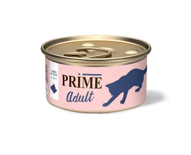 Консервы для кошек Prime Adult говядина кусочки в соусе 2 шт по 75 г