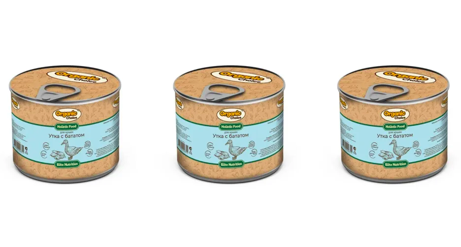 

Консервы для кошек Organic Сhoice утка с бататом, 3 шт по 240 г, полезный рацион