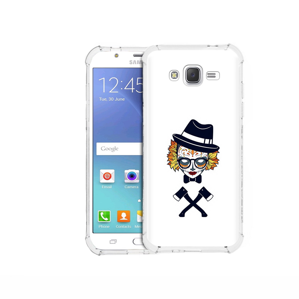 

Чехол MyPads Tocco для Samsung Galaxy J5 (2015) девушка в маске с топорами рисунок, Прозрачный, Tocco
