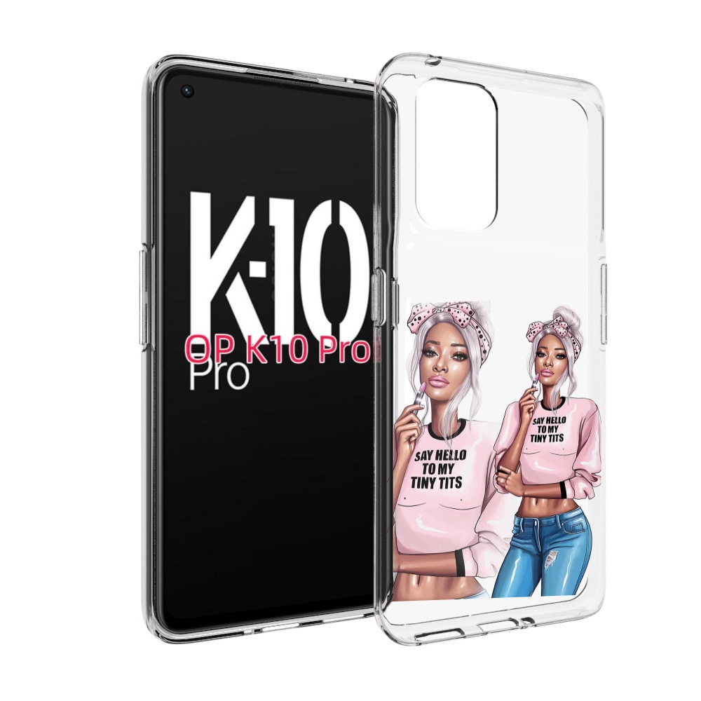 Чехол MyPads Девушка-в-розовой-футболке женский для OPPO K10 Pro