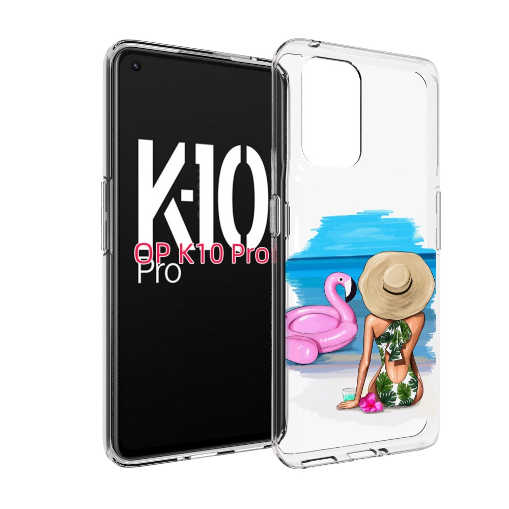 

Чехол MyPads Девушка-и-фламинго женский для OPPO K10 Pro, Прозрачный, Tocco