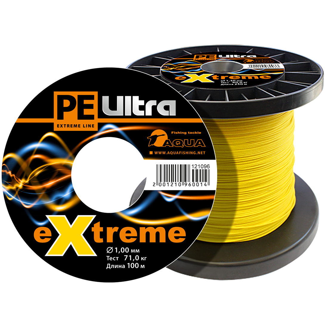 Плетеный Шнур Для Рыбалки Aqua Pe Ultra Extreme 1,00mm (Цвет Желтый) 100m