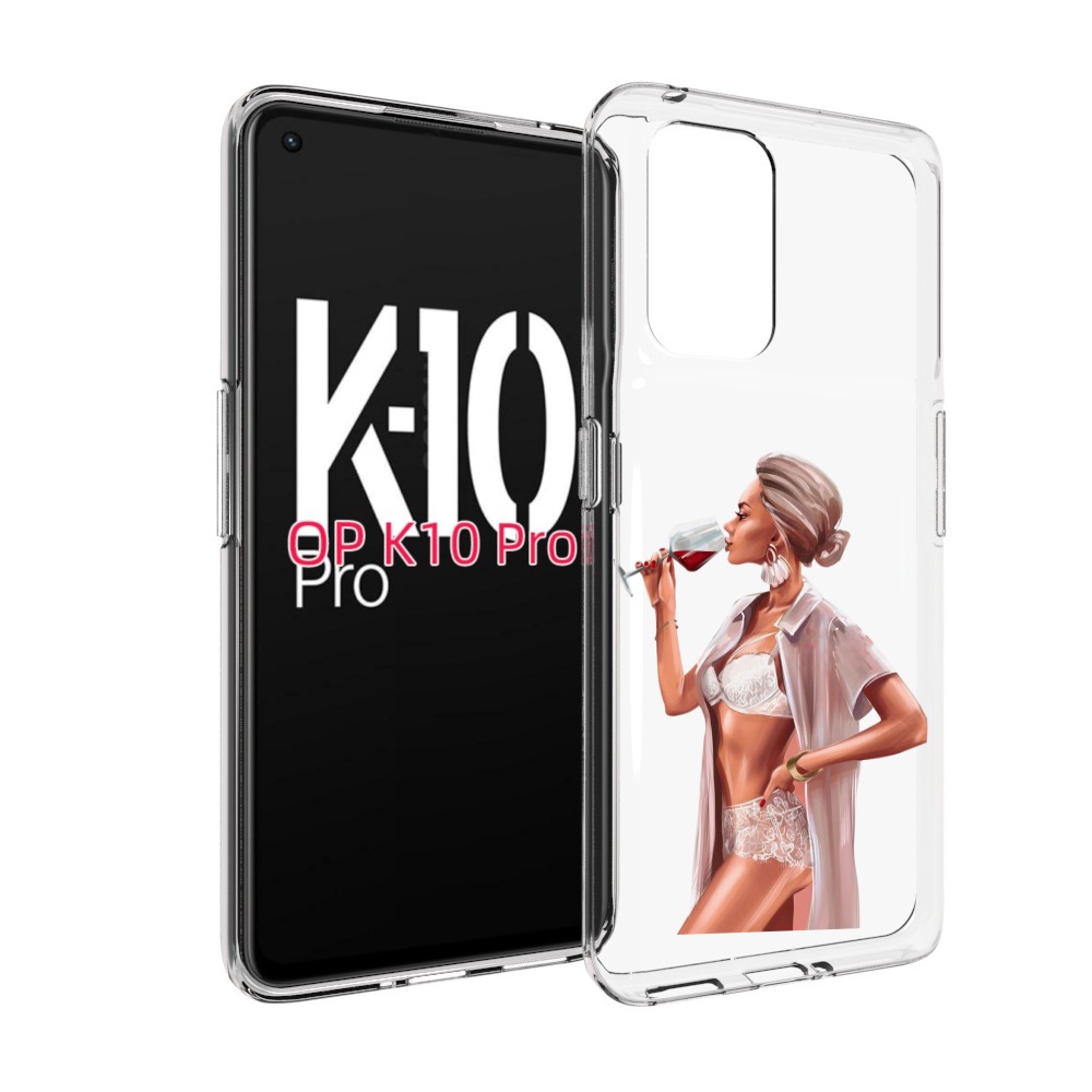 

Чехол MyPads Девушка-с-вином женский для OPPO K10 Pro, Прозрачный, Tocco