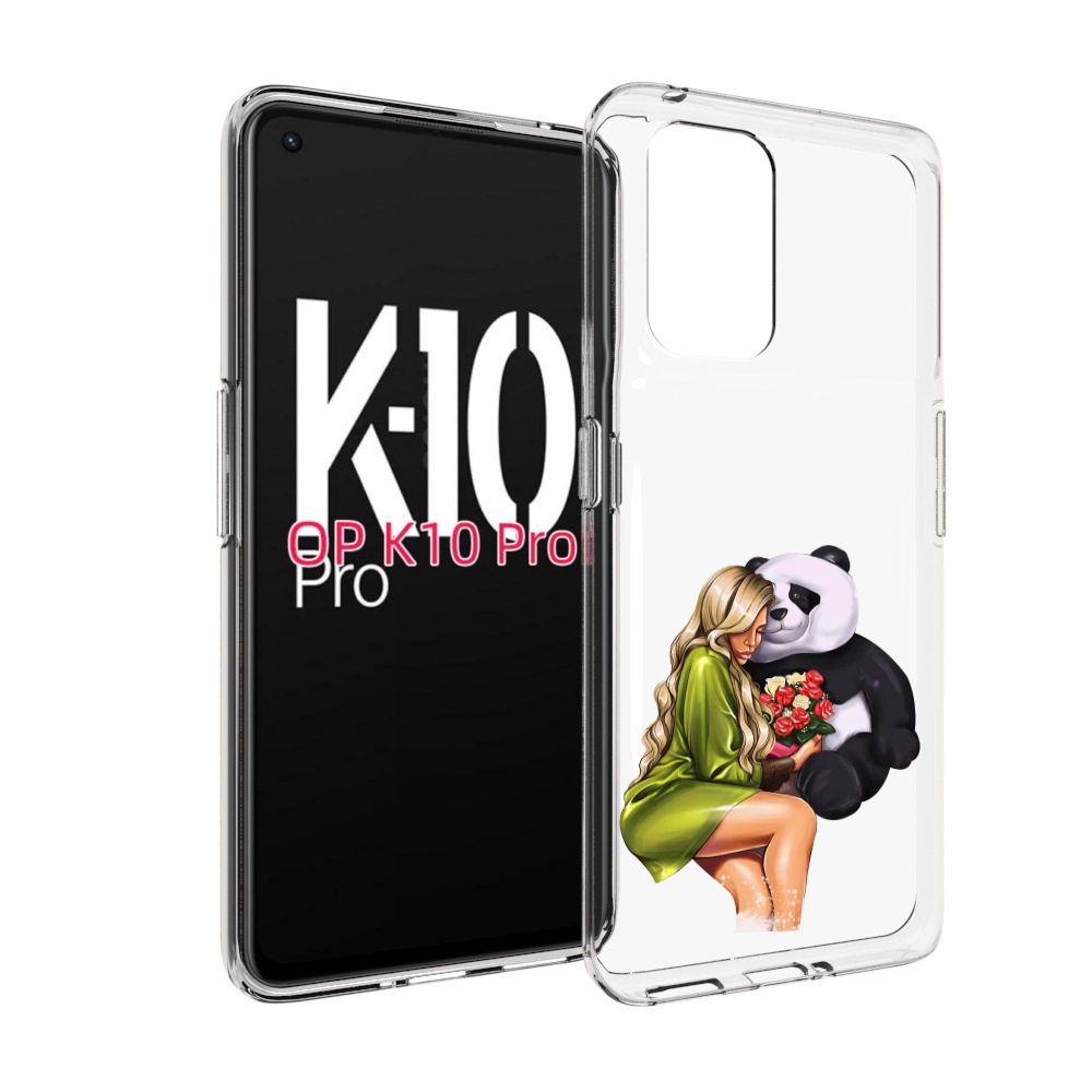

Чехол MyPads Девушка-с-пандой-с-букетом женский для OPPO K10 Pro, Прозрачный, Tocco