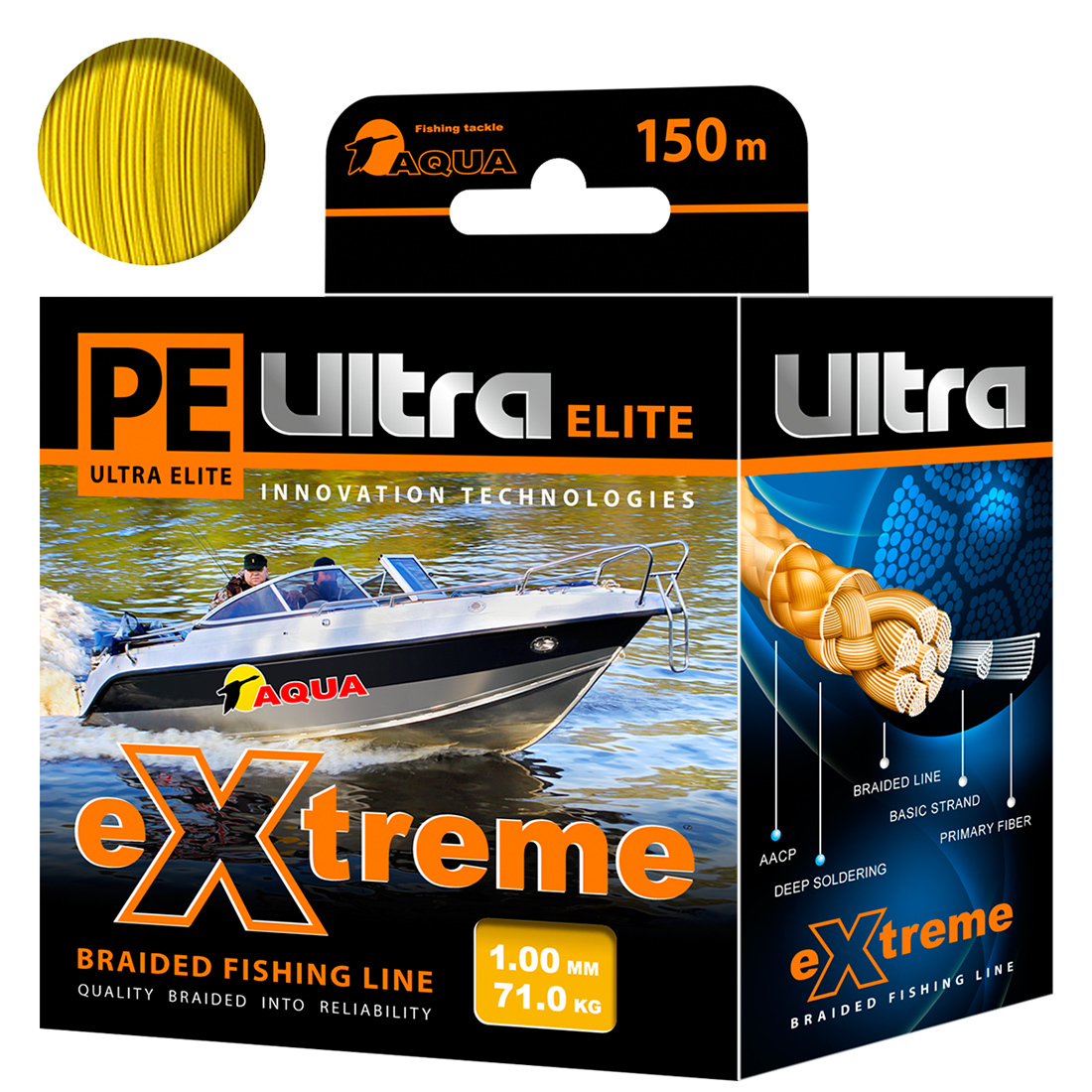 

Плетеный Шнур Для Рыбалки Aqua Pe Ultra Extreme 1,00mm (Цвет Желтый) 150m, PE ULTRA EXTREME