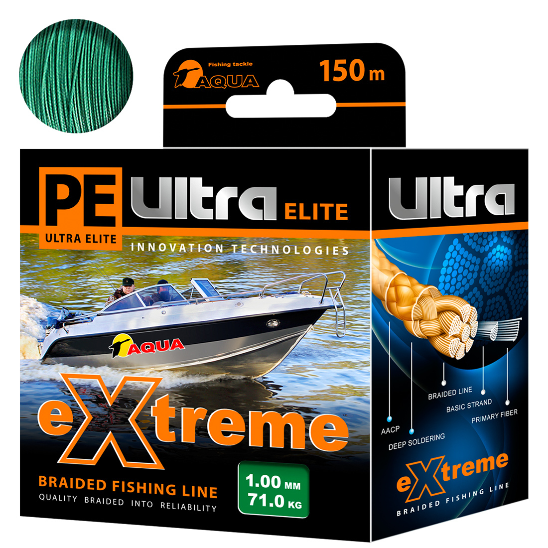 

Плетеный Шнур Для Рыбалки Aqua Pe Ultra Extreme 1,00mm (Цвет Зеленый) 150m, PE ULTRA EXTREME