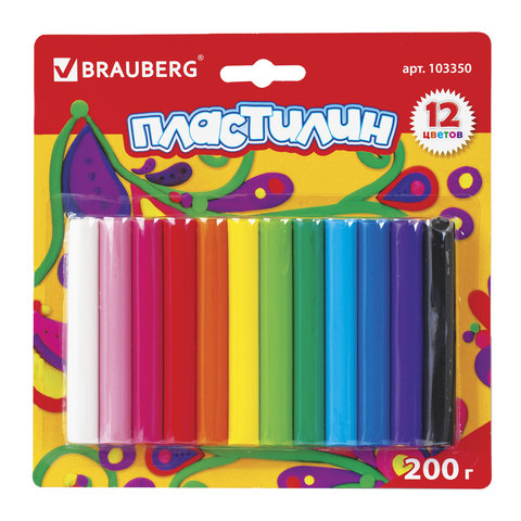 

Пластилин классический BRAUBERG 12 цветов, 200 г, ВЫСШЕЕ КАЧЕСТВО, блистер, 103350, (3шт.), Разноцветный