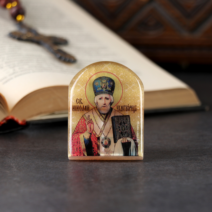 

Икона "Николай Чудотворец", селенит