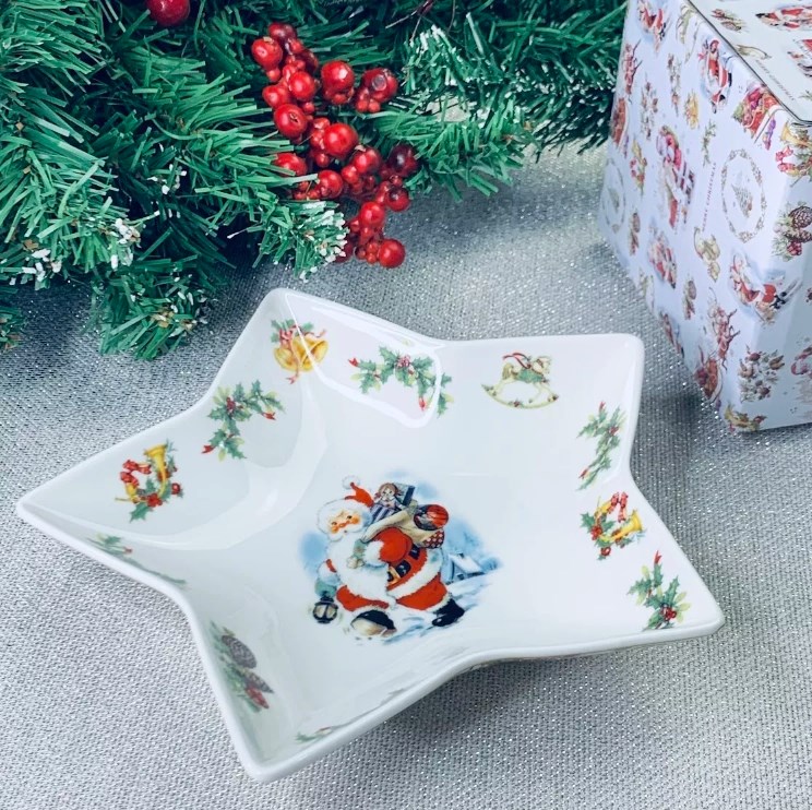 фото Блюдо звезда 20см новогодний в под.уп. фарфор 205-324 118-205-324 lenardi