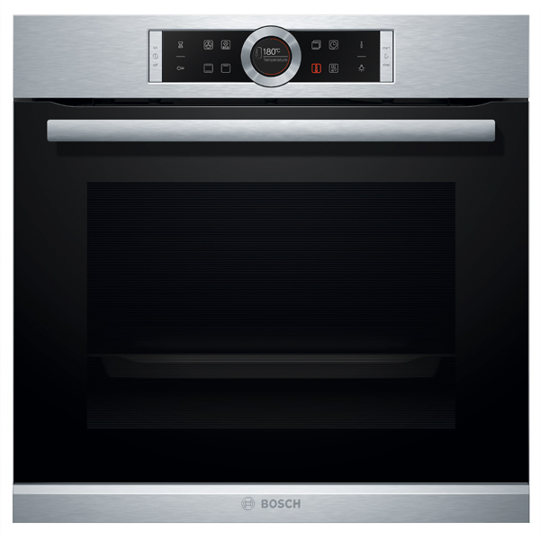 фото Встраиваемый электрический духовой шкаф bosch hbg633ts1 silver/black