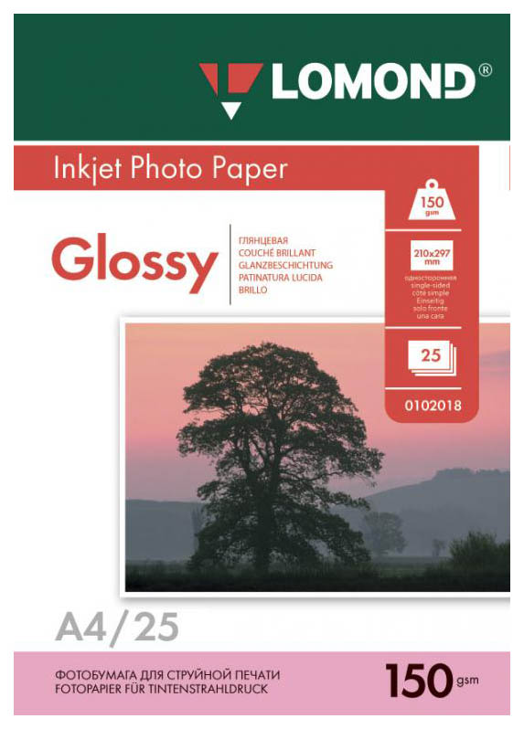 

Фотобумага для принтера Lomond 102043 A4 150г/кв.м глянцевое покрытие 25 л, Белый, a4 150г/кв.м