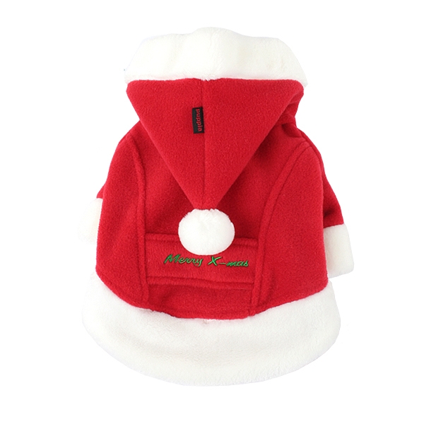 Куртка для собак Puppia Santa с капюшоном новогодняя, красная, S, 20см