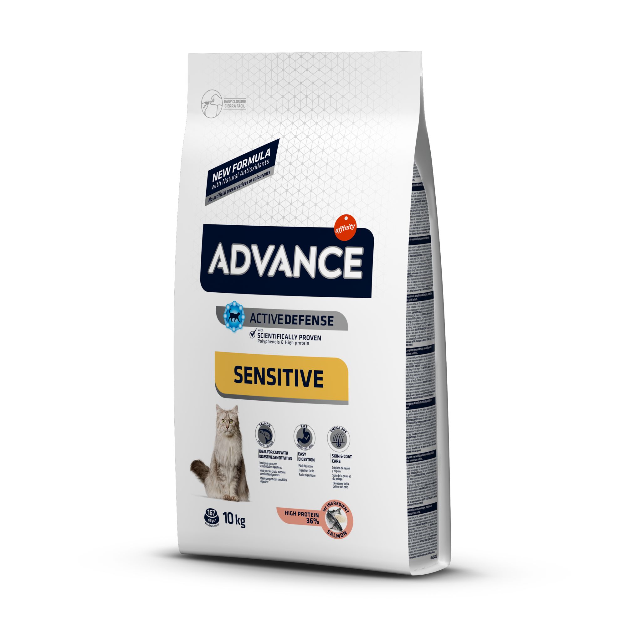 фото Сухой корм для кошек advance sensitive, чувствительное пищеварение, лосось и рис, 10 кг