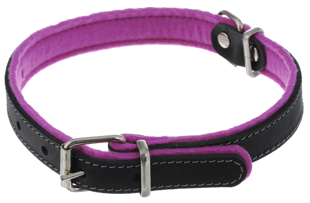 фото Ошейник для собак аркон фетр 35, черный/фиолетовый, 3,5x44-58 см