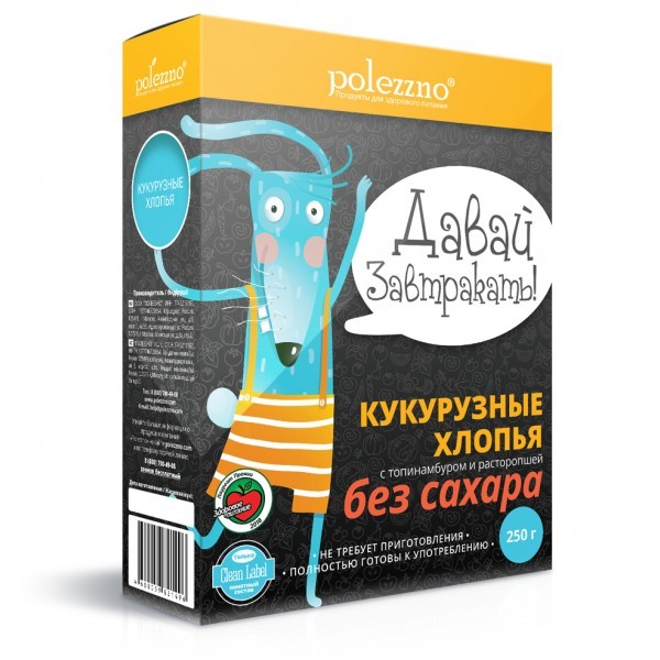 

Хлопья кукурузные Polezzno с топинамбуром и расторопшей без сахара 250 г