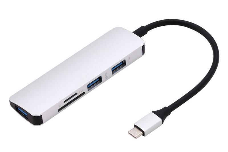 Адаптер 2emarket USB Type-C-3xUSB A/SD/MicroSD, M-F White 3190